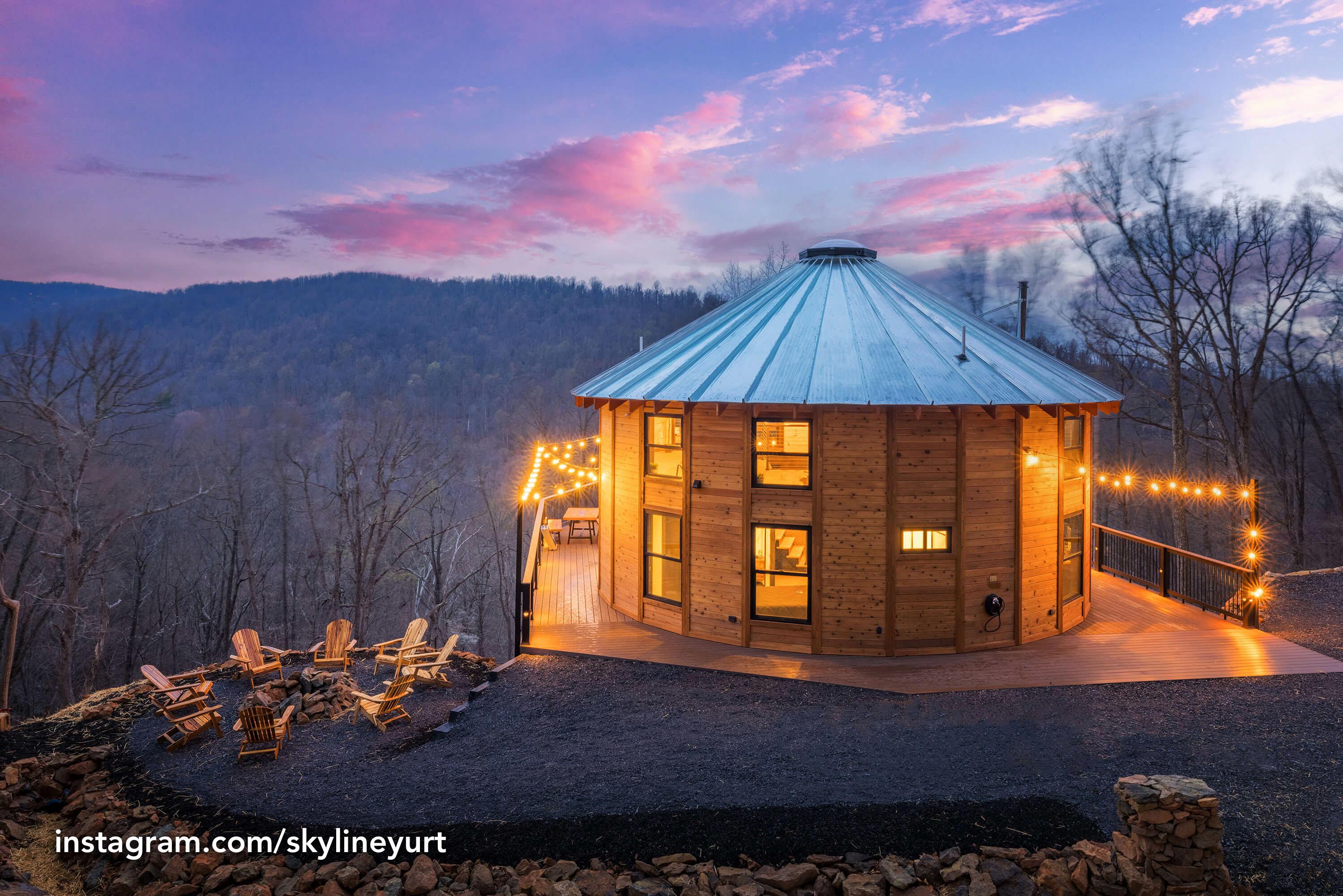 Skyline Yurt - A cabin-like two-story yurt on a wraparound deck with a hot tub, archery, wood stove, firepit, and all the modern amenities only an hour from Washington DC